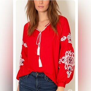 M Cotton blend Boho Fiesta embroidered blouse